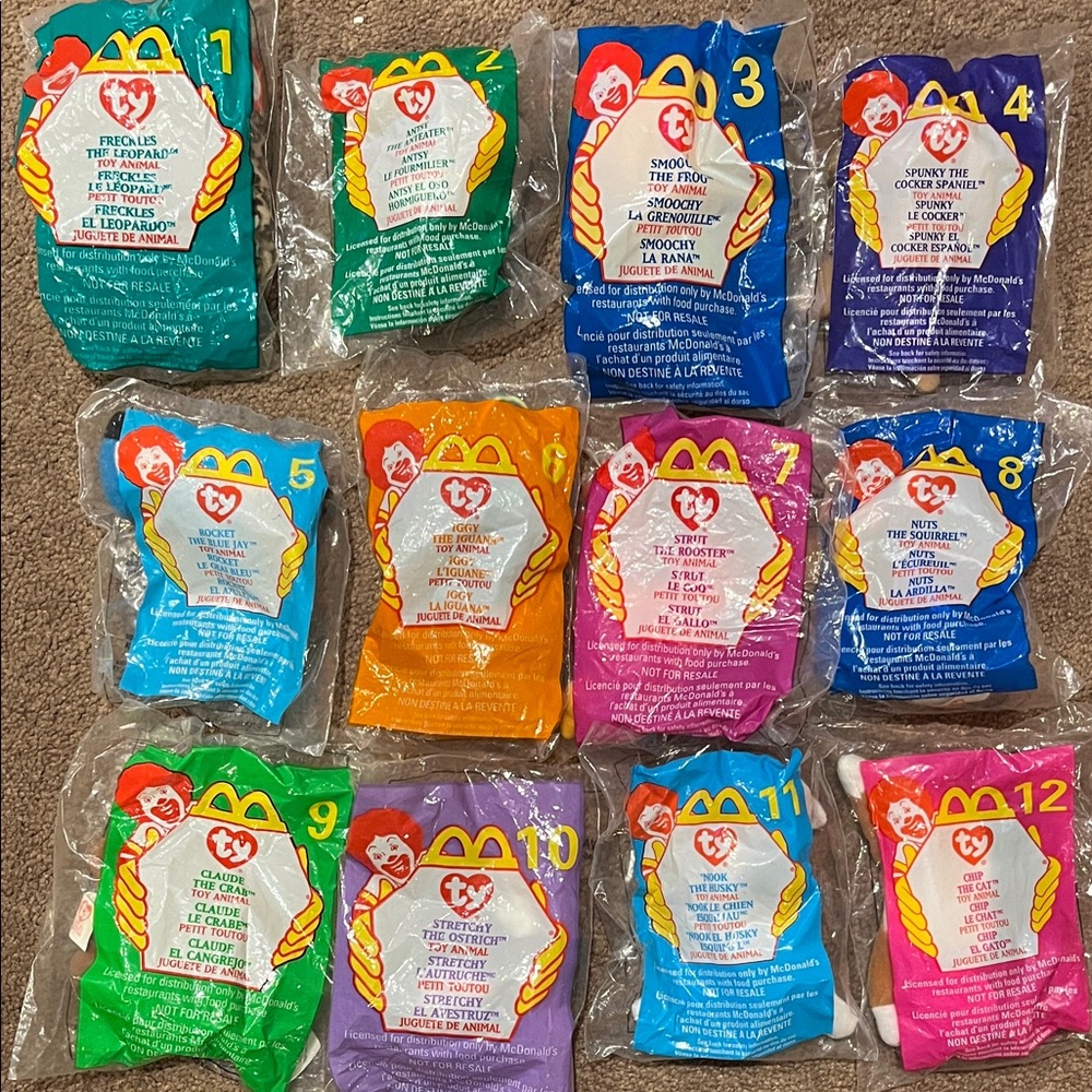 Ty Beanie Babies 1999 McDonald's Collection -  complete Colorful Set